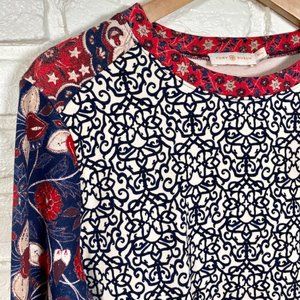 TORY BURCH European Folklore French Terry Pullover Sweatshirt Med MSRP $325
